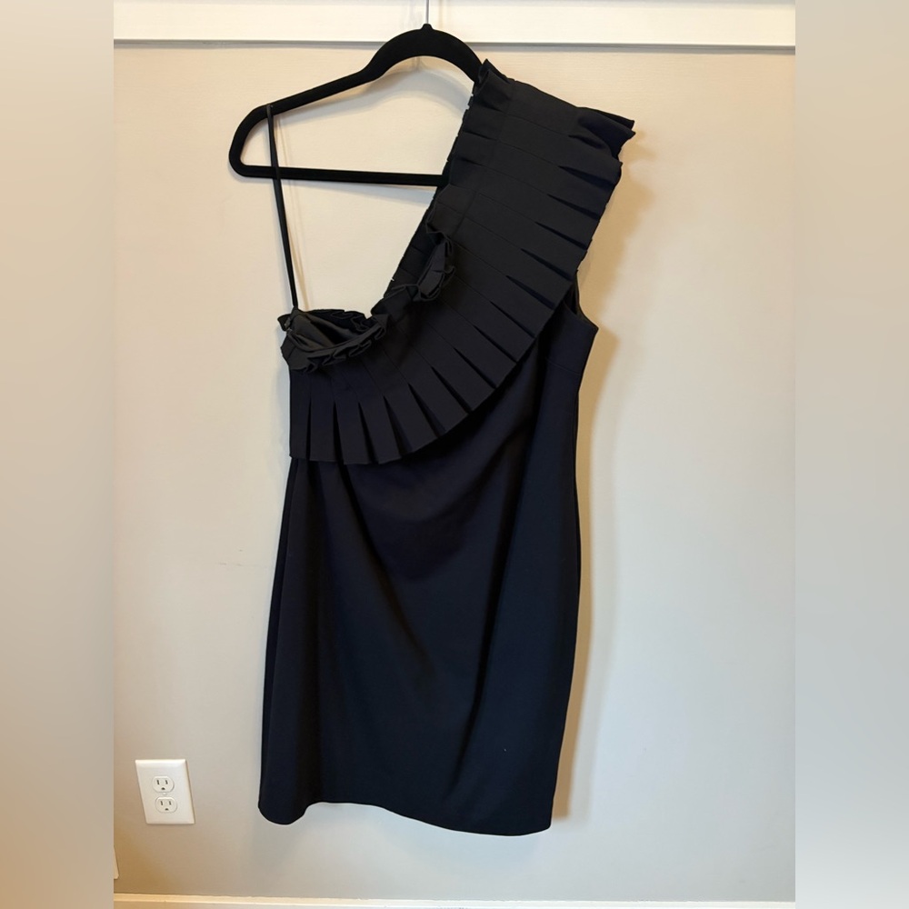 Ted Baker Black Pleated One-Shoulder Dress